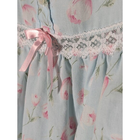 VTG Carriage Court Nightgown & House Robe 2X Blue Pink Floral Eyelet Lace Ribbon - Picture 13 of 15